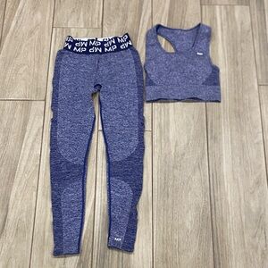 Heathered Blue Leggings and Sports Bra Set